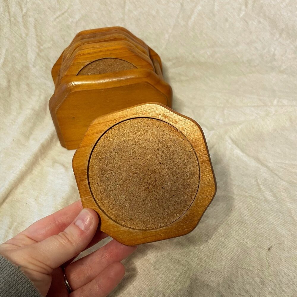 Set of (6) Wooden Coasters – MCM, Mid Century